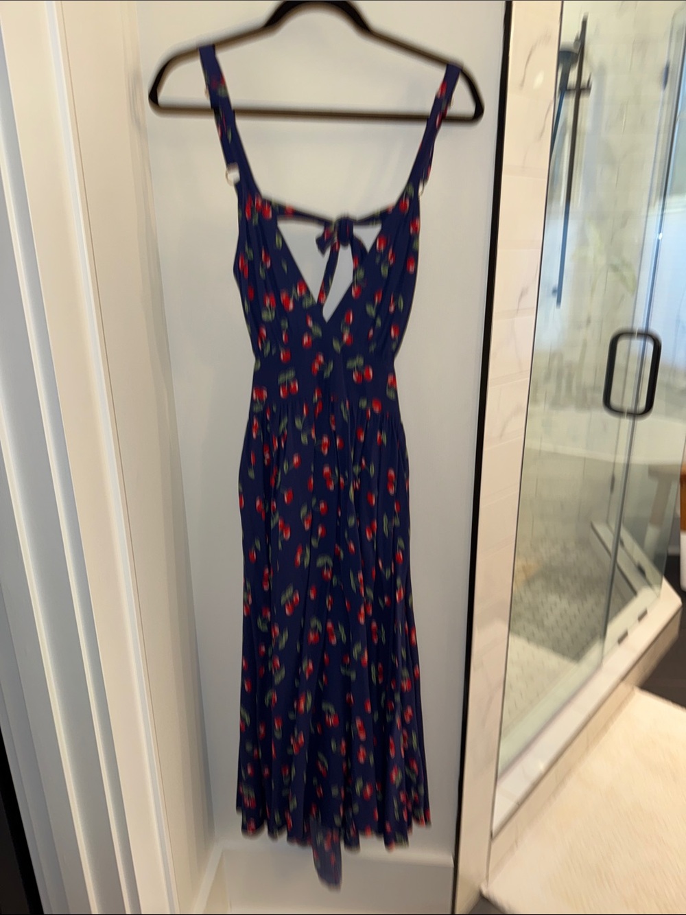Yumi Kim Navy Cherry-Print Tie-Back Maxi Dress